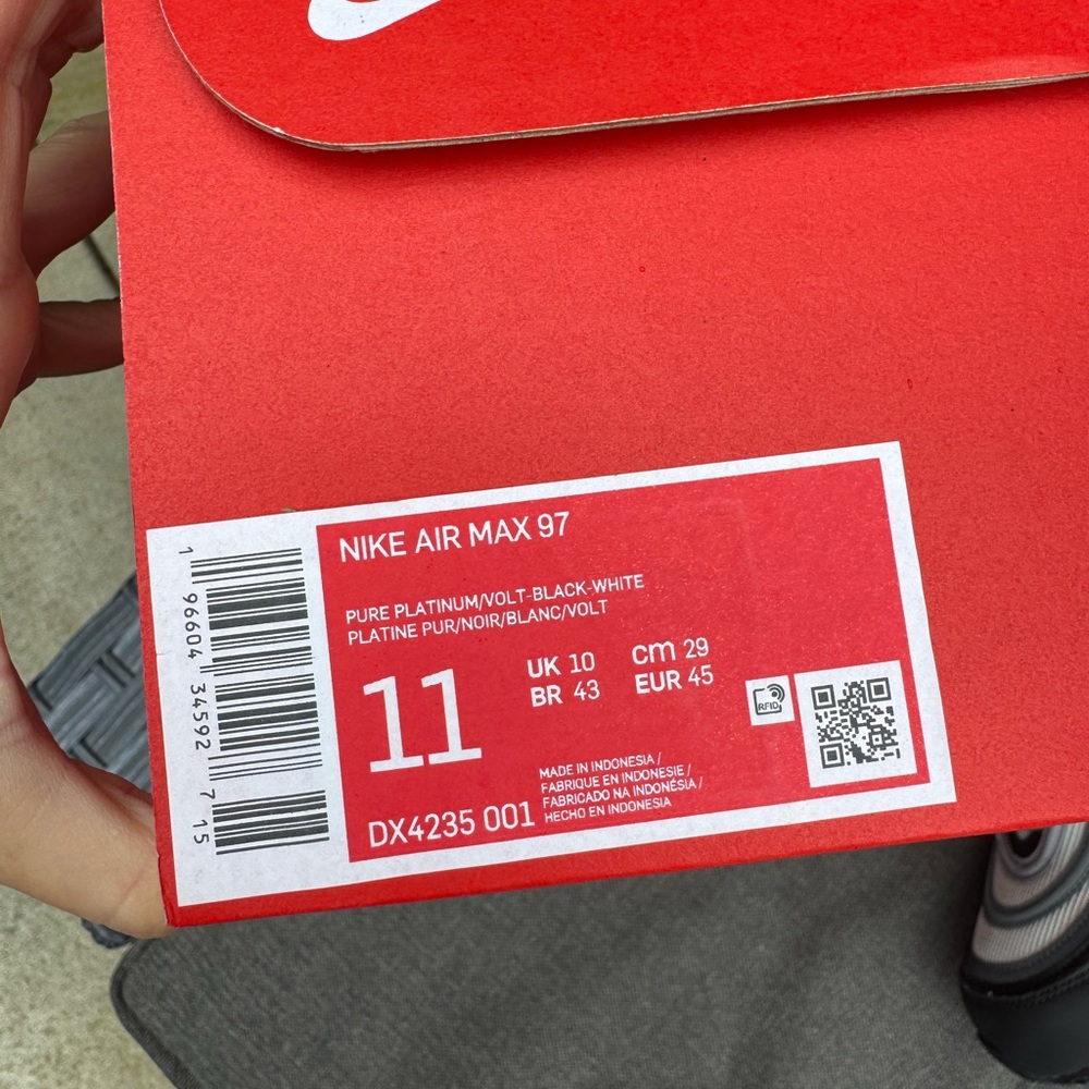 Nike Air Max 97 Sneakers - Gray, Black & Neon Yellow - Picture 7 of 7
